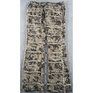 Another Hype Piece AHP Jeans Men's 34x29 Camo Cargo Stacked Flare Distressed